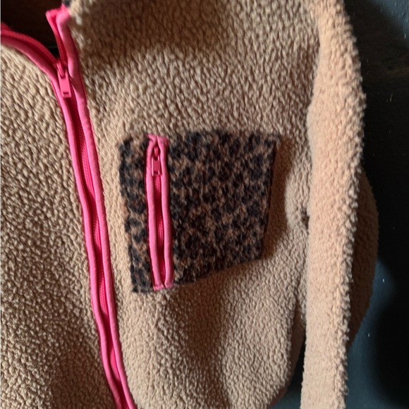 Old Navy Tan Pink Cheetah Print Fleece Sherpa Jacket - Picture 2 of 4